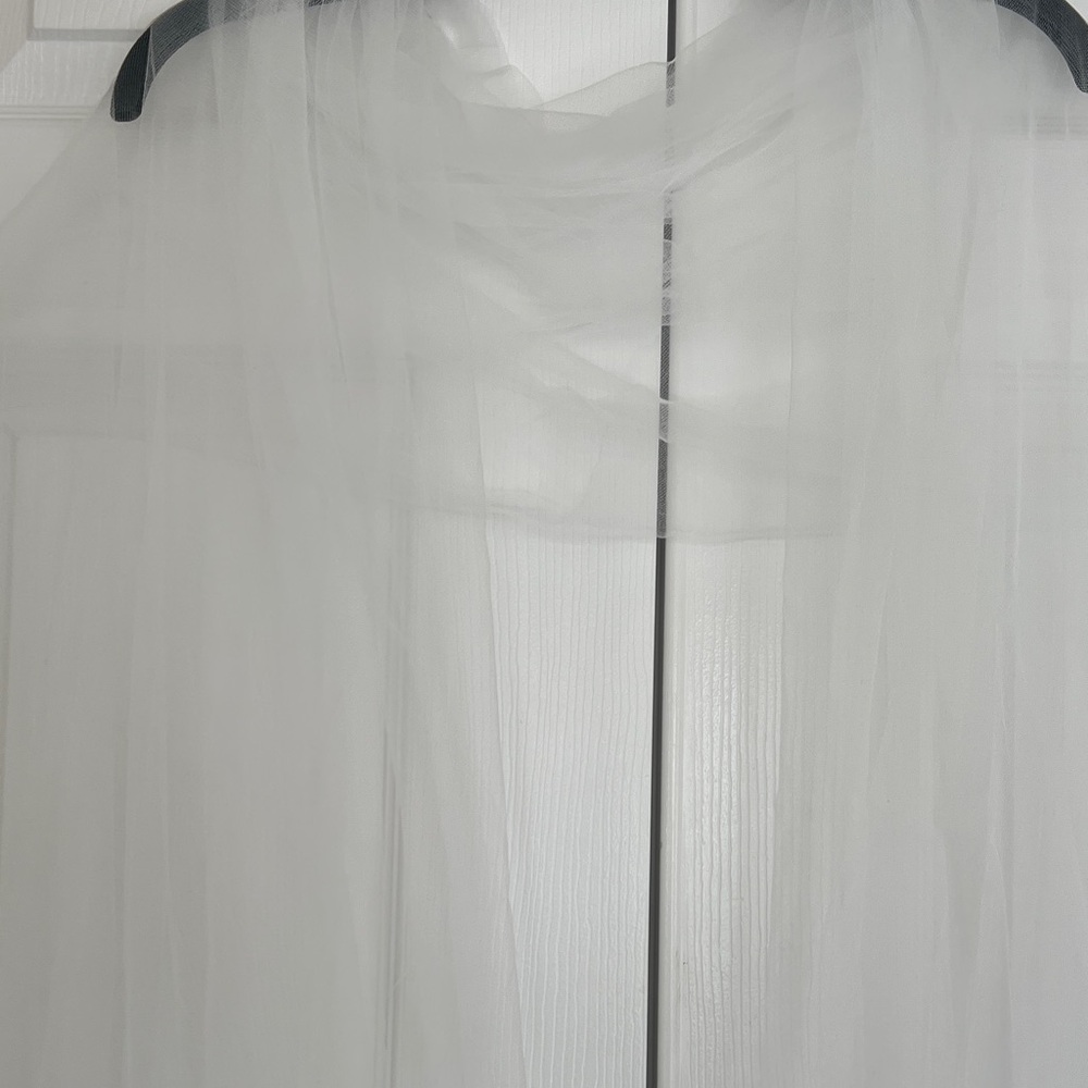 Romantic Sheer Soft Tulle White Shawl Perfect Layering For Wedding Or Prom - Picture 4 of 10